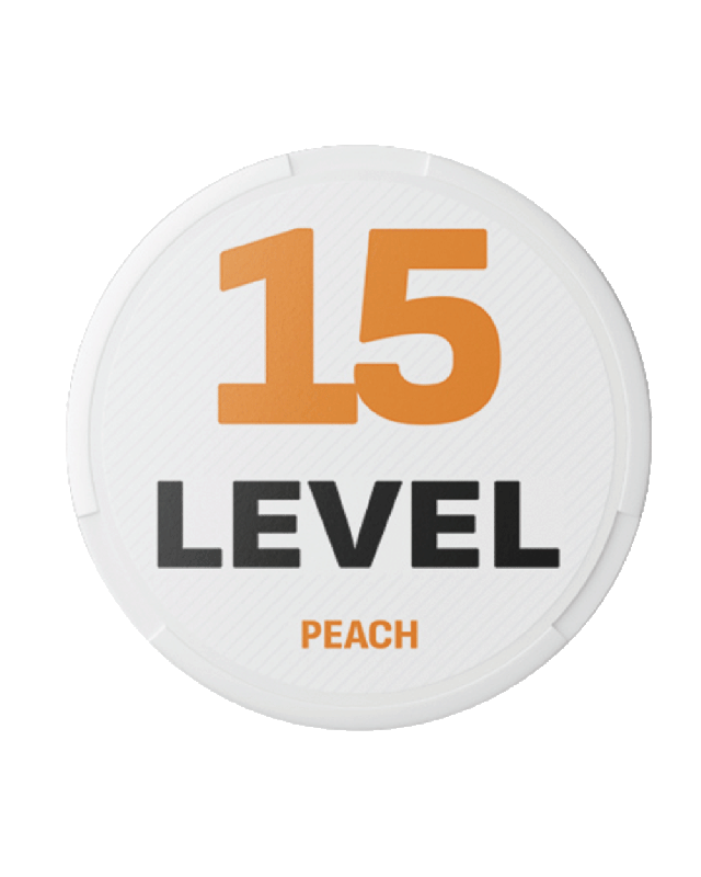 „Level 15 Peach nikotínové vrecúška s osviežujúcou broskyňovou príchuťou pre silný zážitok – B2B“