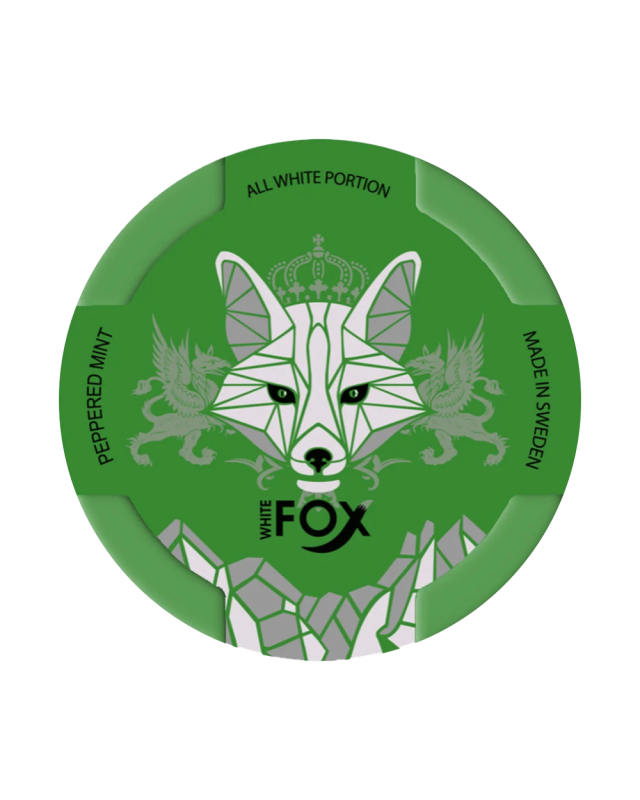 White Fox Peppered Mint Slim, 16mg/g nikotínu, príchuť mäta, 20 porcií, švédska kvalita GNT.
