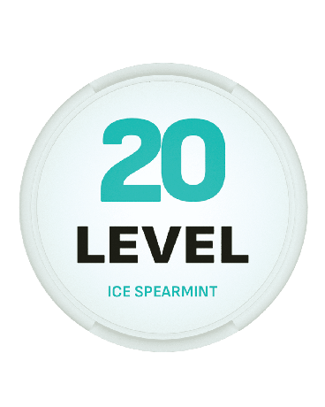 „Level 20 Ice Spearmint nikotínové vrecúška s osviežujúcou ľadovou mätovou príchuťou pre silný zážitok – B2B“
