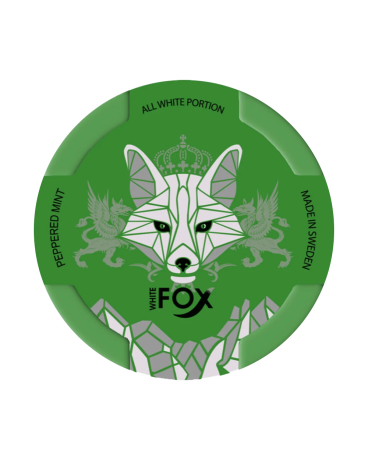 White Fox Peppered Mint Slim, 16mg/g nikotínu, príchuť mäta, 20 porcií, švédska kvalita GNT.
