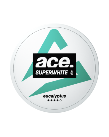 Ace Superwhite Eucalyptus Slim nikotínové vrecúška, príchuť mäta, 16mg/g, 20ks, Ministry of Snus.

